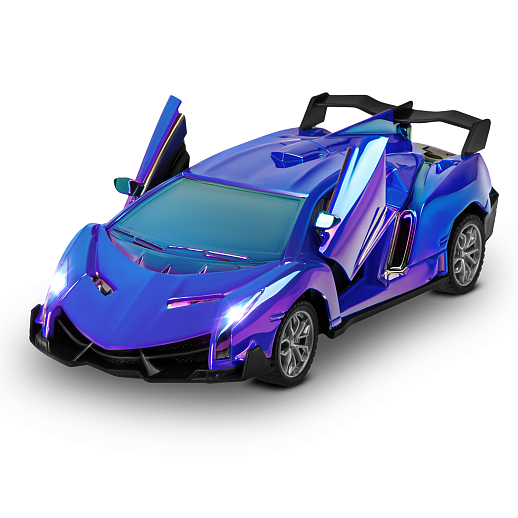 Р/У машинка 1:24,5 каналов,двери откр. с пульта,свет,цвет синий бензин,в/к 30,3х7,7х12см в Джамбо Тойз #9