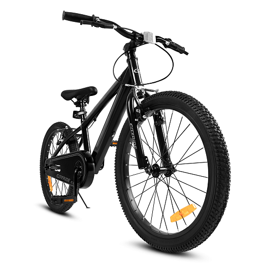 Велосипед двухколесный CITYRIDE, модель CR-B2-10FU, рама сталь, колеса алюминий 20", v-brake тормоза, встроенная в раму подсветка, подножка, цвет чёрный в Джамбо Тойз #2