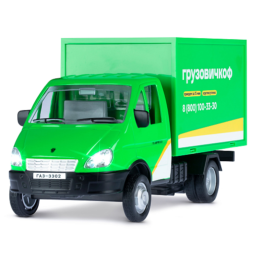 ТМ "Автопанорама" Машинка металлическая 1:28 ГАЗель-бизнес "Грузовичкоф", зеленый, откр. двери, задняя дверка фургона, свет, звук, инерция, в/к 24*14*12 см в Джамбо Тойз #2