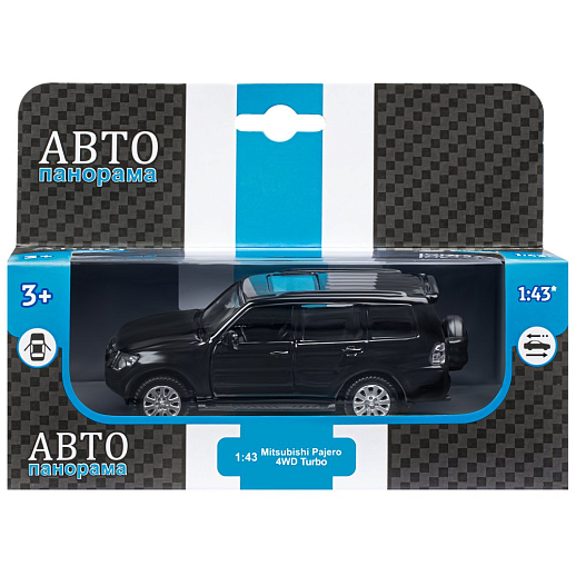 ТМ "Автопанорама" Машинка металлическая 1:43 Mitsubishi Pajero 4WD Turbo, черный, откр. двери, инерция, в/к 17,5*12,5*6,5 см в Джамбо Тойз #3