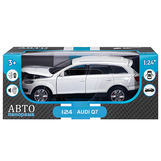 ТМ "Автопанорама" Машинка металлическая 1:24 Audi Q7, белый, откр. двери, капот и багажник, свет, звук, свободный ход колес, в/к 24,5*12,5*10,5 см в Джамбо Тойз #4