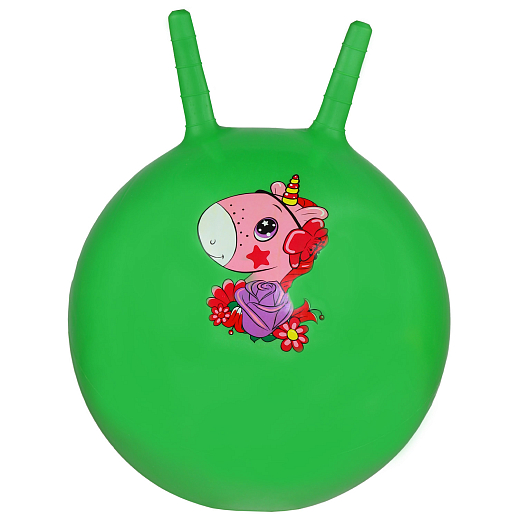 Мяч-прыгун детский, 45CM с рожками,  1 цвет, 350 г, ПВХ Зеленый. Единорог микс в Джамбо Тойз