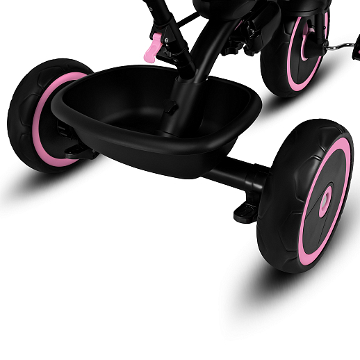 Детский 3хкол. велосипед ”CITYRIDE“ Рама сталь, наклонный руль из магнезия, колясочная крыша, ручка управления с подстаканником, 2 корзины. Колеса EVA 10/8, подножки, тормоза, бампер безопасности. Розово-черный в Джамбо Тойз #12