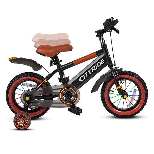 Велосипед двухколёсный CITYRIDE, модель CR-B2-07F52, колеса 12", рама сталь, колеса сталь, балансирные колеса со светом, маячок в заднем крыле, цвет чёрный в Джамбо Тойз #5