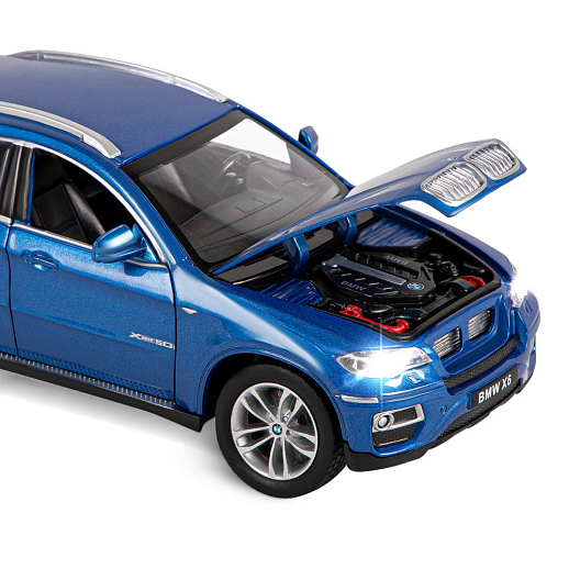 ТМ "Автопанорама" Машинка металлическая 1:26 BMW X6, синий, откр. двери, капот и багажник, свет, звук, свободный ход колес, в/к 24,5*12,5*10,5 см в Джамбо Тойз #19