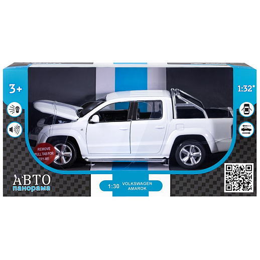 ТМ "Автопанорама" Машинка металлическая 1:30 Volkswagen Amarok, белый, свет, звук, откр. двери, капот и дверка багажника, инерция, в/к 20*10*11 см в Джамбо Тойз #15