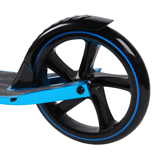 Двухколесный самокат CITY-RIDE 200, ал. 50/50%, t-bar сталь, грипсы 135мм TPR, колеса PU 200/200, 86A, подножка, abec 9, цвет Голубой в Джамбо Тойз #6