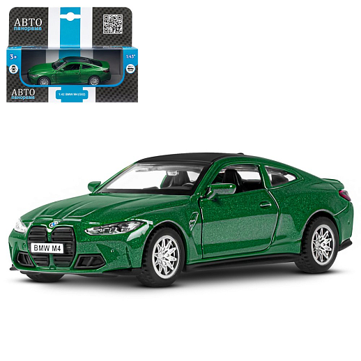 ТМ "Автопанорама" Машинка металлическая 1:42 BMW M4 (G82), зеленый, инерция, откр. двери, в/к 17,5*12,5*6,5 см в Джамбо Тойз