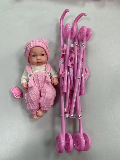 ТМ "Amore Bello" Пупс с коляской, Шаинский, русский язык, розовый, в/п в Джамбо Тойз