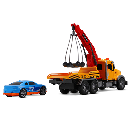 AUTODRIVE Фрикционный Эвакуатор с машинкой,помповый механизм,звук,свет,на бат.,в/к 41,5*14*21см в Джамбо Тойз #15