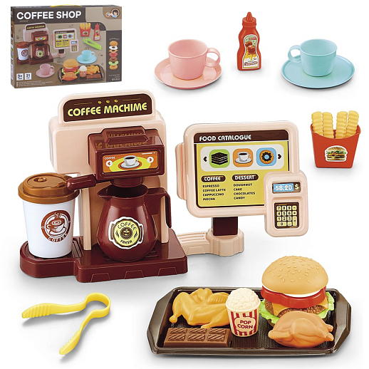 Игровой набор "Кухня с кофемашиной" с аксессуарами: продукты,чашки, кофемашина, 35х8х25, в/к в Джамбо Тойз