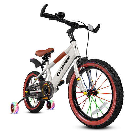 Велосипед двухколёсный CITYRIDE, модель CR-B2-07F52, колеса 16", рама сталь, колеса сталь, балансирные колеса со светом, маячок в заднем крыле, цвет белый в Джамбо Тойз #3