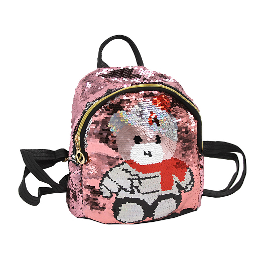Рюкзачок детский для девочек с двусторонними пайетками "Мишка", 16*20*8.5 см в Джамбо Тойз