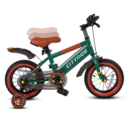 Велосипед двухколёсный CITYRIDE, модель CR-B2-07F52, колеса 12", рама сталь, колеса сталь, балансирные колеса со светом, маячок в заднем крыле, цвет зеленый в Джамбо Тойз #4