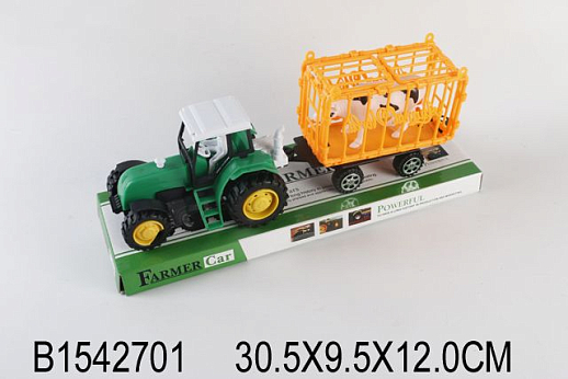 Трактор фрикционный, в комплекте животное, зелёный, под колпаком  30,5*9,5*12 см в Джамбо Тойз