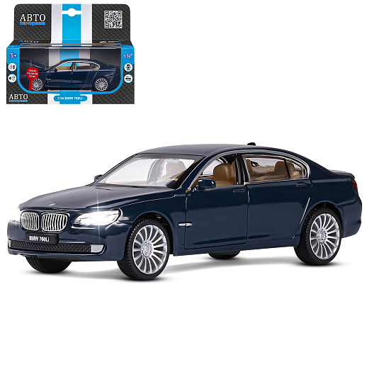 ТМ "Автопанорама" Машинка металл. 1:34 BMW 760LI, синий, инерция, свет, звук, откр. двери, свет, звук, в/к 17,5*13,5*9 см в Джамбо Тойз