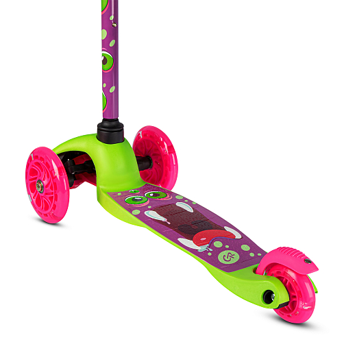 Трехколесный самокат "CITYRIDE" в/п, телескопический руль металл, колеса PU 120/76 со светодиодами, Abec-5, размер 53х23х70 см, до 35 кг, от 3 лет, зеленый в Джамбо Тойз #5