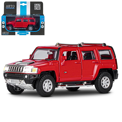 ТМ "Автопанорама" Машинка металлическая 1:32 Hummer H3, красный, свет, звук, откр. двери и багажник, инерция, в/к 18*13,5*9 см в Джамбо Тойз
