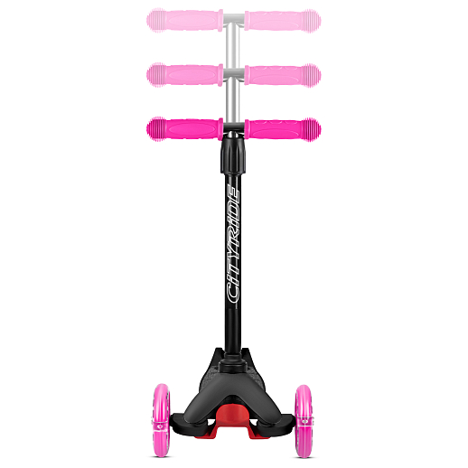 Самокат трехколесный City-Ride xd4, пакет, Дека: PP+нейлон, колеса PVC 110/76 свет, руль металл телеск., цвет черный/розовый в Джамбо Тойз #10