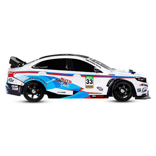 AUTODRIVE Р/У Машина для дрифта LADA Vesta с паром,1:16,2.4GHz,4WD,запасн.колеса 4шт.,свет,с аккум,в/к 31*15*15см в Джамбо Тойз #11