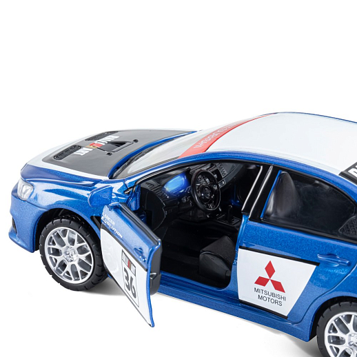 ТМ "Автопанорама" Машинка металлическая 1:32  Mitsubishi Lancer Evolution, синий, откр. двери, капот и  багажник, свет, звук, инерция, в/к 17,5*13,5*9 см в Джамбо Тойз #12