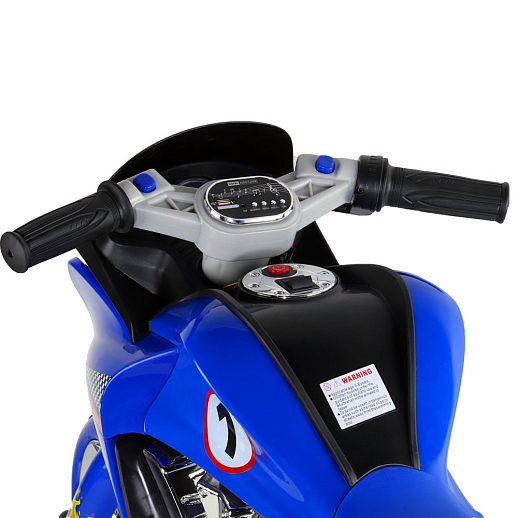 Электромотоцикл детский двухколесный на аккумуляторе с функцией водяного пара, 1 двигатель, USB, MP3, колеса пластик,  свет LED. Цвет синий в Джамбо Тойз #6