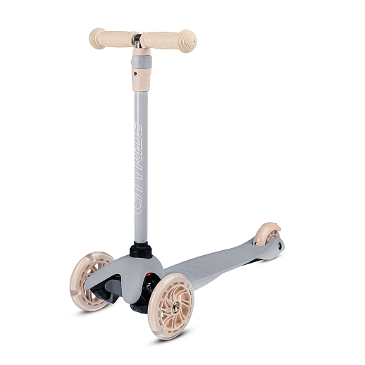 Самокат трехколесный CityRide, пакет, Дека: PP+нейлон, колеса PU 120/76 свет, руль  металл телеск., цвет серый в Джамбо Тойз