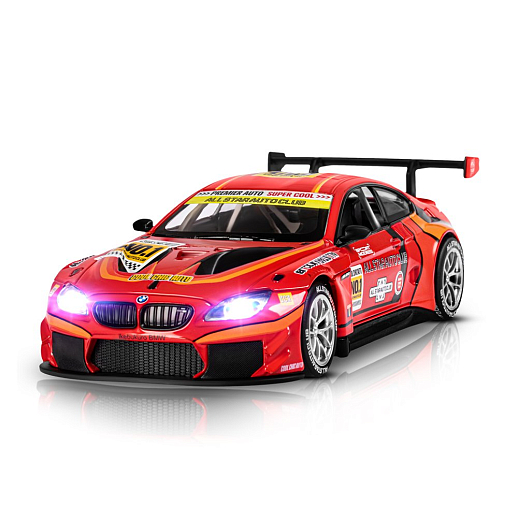 ТМ "Автопанорама" Машинка металлическая, 1:24 BMW M6 GT3, красный, откр. двери и капот, свет, звук, свободный ход колес, в/к 24,5х12,5х10,5 см в Джамбо Тойз #7