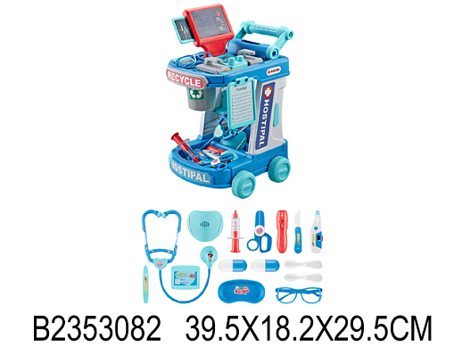 Игровой набор "Доктор" на колесиках, голубой, (15 предметов) в/к 39,5х18,5х29,5 см в Джамбо Тойз #2