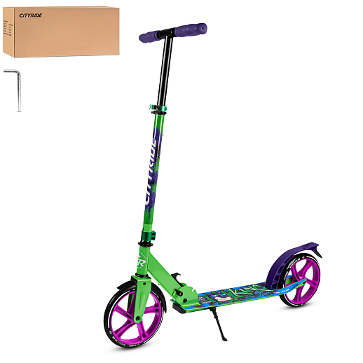 2хкол. самокат CITYRIDE 200, сталь 100%, грипсы 135мм TPR, колеса PU 200/200 мм. Зеленый в Джамбо Тойз
