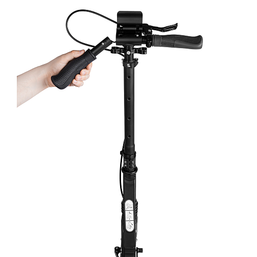 2хкол. самокат CITYRIDE 200MM disk, ал. 100%. Аморт. передний/задний. Колеса PU 200/200 мм. Подшипники: Abec-9. Грипсы: резина. Хомуты анод., замок на руле. Ручной дисковый задний тормоз. Черный в Джамбо Тойз #7