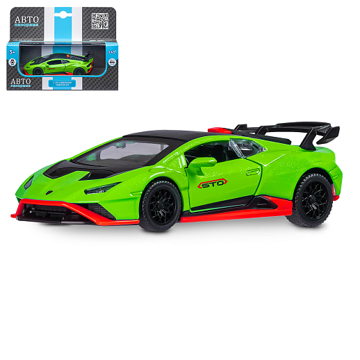 ТМ "Автопанорама" Машинка металл. 1:40 Lamborghini STO, зеленый, инерция, откр. двери, в/к 17,5*12,5*6,5 см в Джамбо Тойз