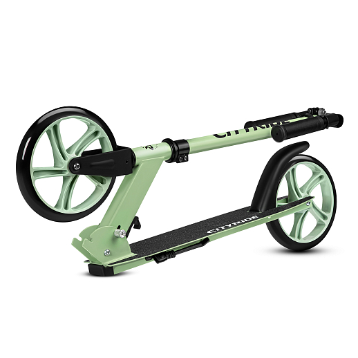 2хкол. самокат CITYRIDE 200, сталь 100%, грипсы 135мм TPR, колеса PU 200/200 мм. Зеленый в Джамбо Тойз #4