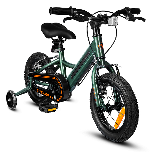 Велосипед двухколесный CITYRIDE, модель CR-B2-11FU, рама сталь, колеса алюминий 12", v-brake тормоза, встроенная в раму подсветка, балансирные колёса, цвет зеленый в Джамбо Тойз #12