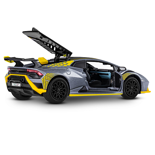 ТМ "Автопанорама" Машинка металлическая, 1:32 Lamborghini STO, серый глянец, откр. двери и багажник, свет, звук, инерция, в/к 17,5*12,5*6,5 см в Джамбо Тойз #17