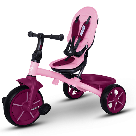 Детский трехколесный велосипед "CITYRIDE XTERRA". Рама сталь, сиденье съемное, складная крыша D600, подножки, колеса 11/9 EVA, корзина, подстаканник, розовый в Джамбо Тойз #4