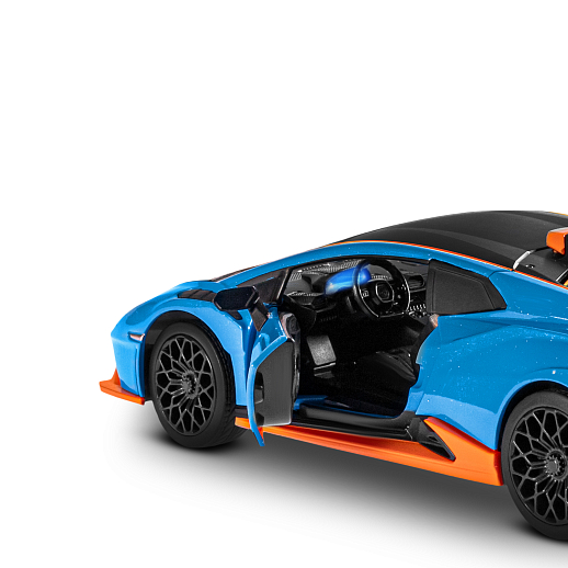 ТМ "Автопанорама" Машинка металлическая, 1:32 Lamborghini STO, голубой, принт, откр. двери и багажник, свет, звук, инерция, в/к 17,5*12,5*6,5 см в Джамбо Тойз #17