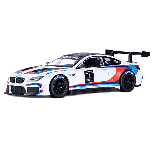 ТМ "Автопанорама" Машинка металлическая, 1:24, BMW M6 GT3, белый,  откр. двери и капот, свет, звук, свободный ход колес, в/к 24,5 х 12,5 х 10,5 см в Джамбо Тойз #2