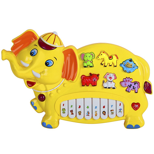 Музыкальная игрушка Пианино детское "Слон" Smart Baby, развивающее, обучающее, цвет желтый, 42 звука, мелодии, стихи, в/к 35x6,4x23,5 см в Джамбо Тойз #2