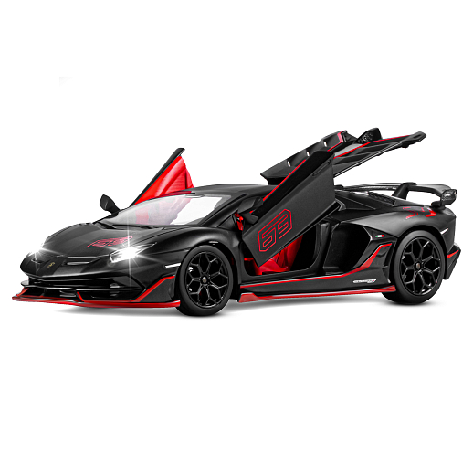 ТМ "Автопанорама" Машинка металлическая, 1:24,  Lamborghini SVJ, черный, открываются двери и багажник, свободный ход колес, световые и звуковые эффекты, в/к 24,5х12,5х10,5 см в Джамбо Тойз #6