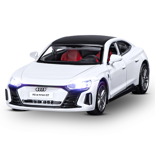 Машинка металлическая 1:36 Audi RS e-tron GT с зарядной станцией, белый, свет, звук, откр. двери и капот, инерция, в/к 20,6*9,*9 см в Джамбо Тойз #2