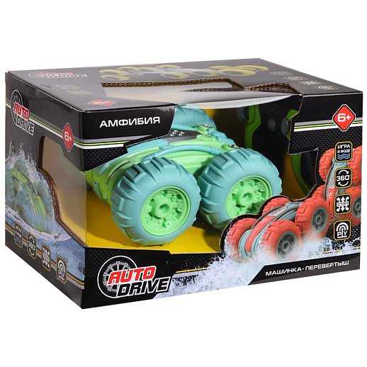 AUTODRIVE Р/У Перевертыш-амфибия 4WD, 1:24, 2.4GHz,повороты 360,с аккум.,цвет зеленый,в/к  26,5*17,7*16,5 см в Джамбо Тойз #3