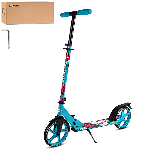 2хкол. самокат CITYRIDE 200, сталь 100%, грипсы 135мм TPR, колеса PU 200/200 мм. Зеленый в Джамбо Тойз