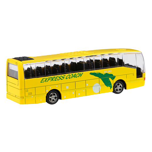 ТМ "Автопанорама" Автобус металлический 1:90, желтый, чип на русском языке, свет, инерция, в/к 22*13,5*5,8 см в Джамбо Тойз #5