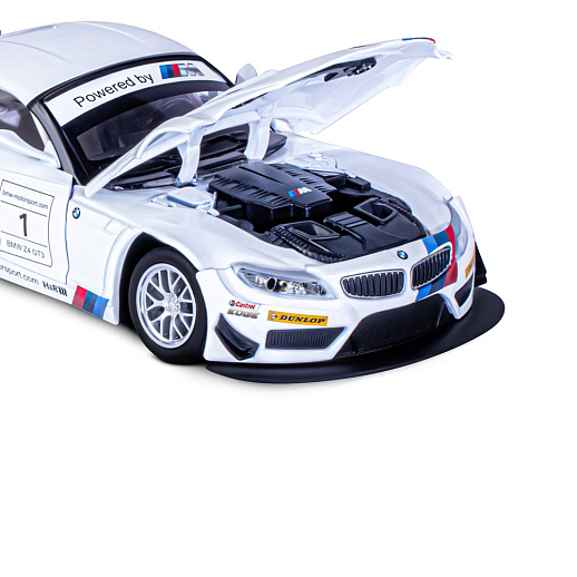 ТМ "Автопанорама" Машинка металлическая 1:24 BMW Z4 GT3, белый, откр. двери, капот, свет, звук, свободный ход колес, в/к 24,5*12,5*10,5 см в Джамбо Тойз #19