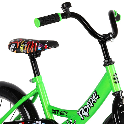 Детский велосипед City-Ride  Roadie , рама сталь , диск 16 сталь , крылья сталь, страх.колеса,  цвет Зеленый в Джамбо Тойз #2