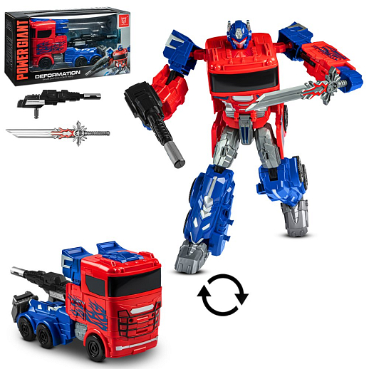 Робот-трансформер,трансформация в красно-синий тягач, цв.красный с синим, в/к 29,5*13,8*14,8см в Джамбо Тойз