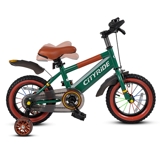 Велосипед двухколёсный CITYRIDE, модель CR-B2-07F52, колеса 12", рама сталь, колеса сталь, балансирные колеса со светом, маячок в заднем крыле, цвет зеленый в Джамбо Тойз #3