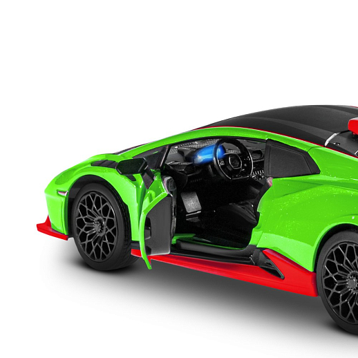 ТМ "Автопанорама" Машинка металлическая, 1:32 Lamborghini STO, зеленый, принт, откр. двери и багажник, свет, звук, инерция, в/к 17,5*12,5*6,5 см в Джамбо Тойз #17