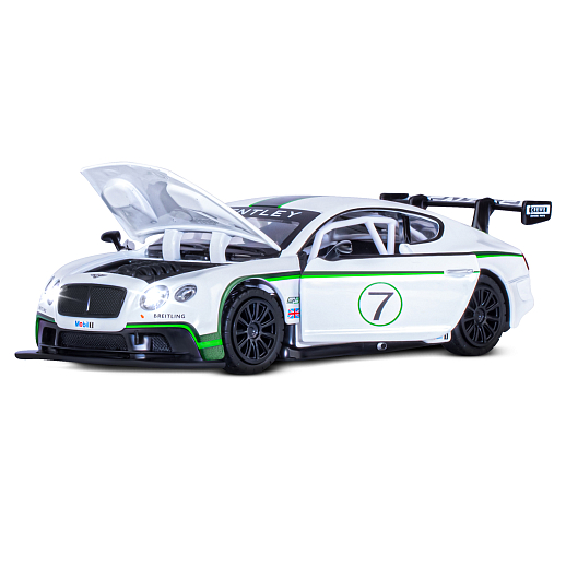 ТМ "Автопанорама" Машинка металлическая 1:32 Bentley Continental GT3, белый, свет, звук, откр. двери и капот, инерция, в/к 17,5*13,5*9 см в Джамбо Тойз #6